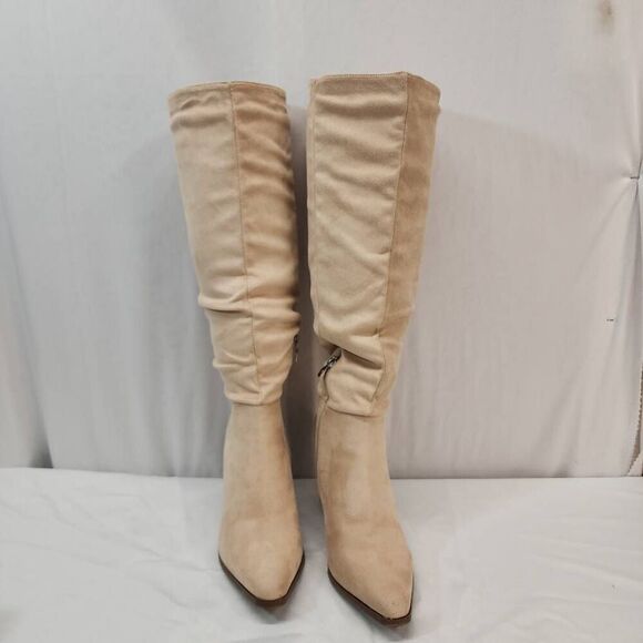 ZBY Size 8.5 Knee High Boots High Heel Pointed Toe Motorcycle Booties Casual Com - Picture 5 of 8